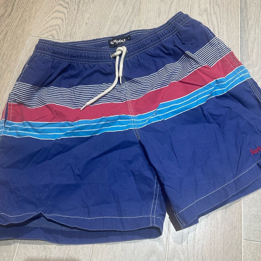 Barbour Navy and Crimson Swim Trunks